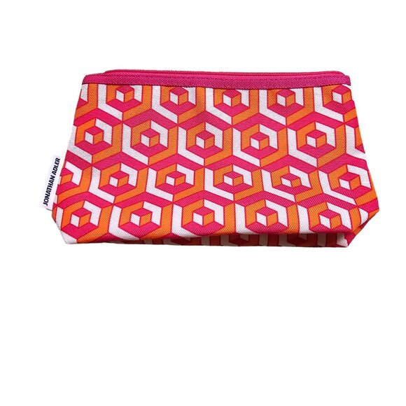 Jonathan Adler Handbags - Jonathan Adler Pink Orange and White Clinique Cosmetic‎ Bag New Without Tags